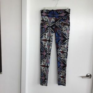 Fancy Fun  Blue & Black high rise Leggings Size Medium $35